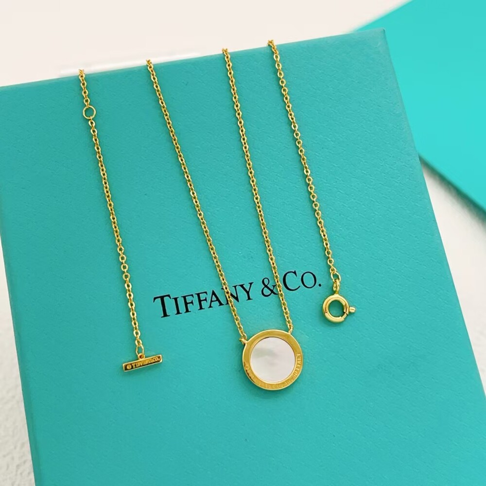 Tiffany & Co Circle Pendant Gold Tone Necklace